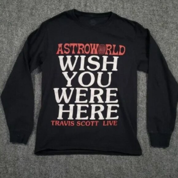 Astroworld Travis Scott "Wish You Were Here" Live 2018 T-Shirt Long Sleeve Small - Picture 1 of 8